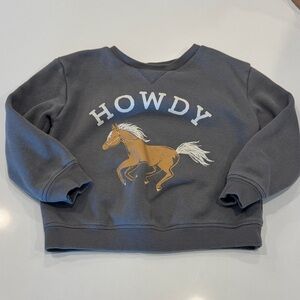 Kids Howdy Sweatshirt with Horse Design Charcoal